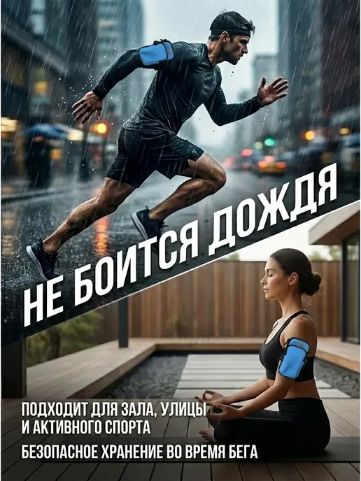 чехол для телефона на руку, голубой, фото 4