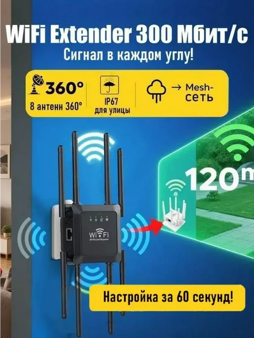 WiFi репитер Mesh IP67, 300 Мбит с, 8 антенн, вариант