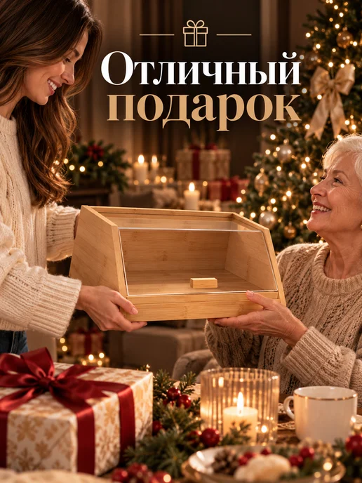 Yantis HOME Хлебница деревянная с крышкой на кухню, вариант, фото 4