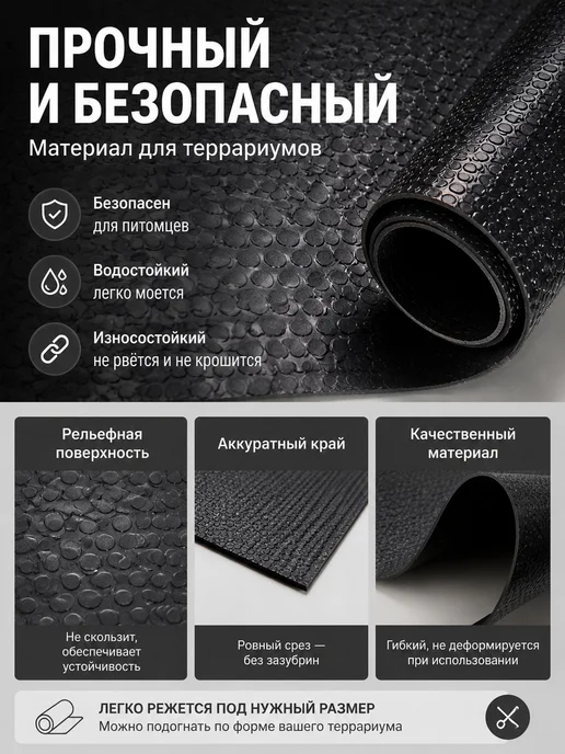 Коврик для террариума из ЭВА, серый, 44,5×100 см, 44.5x100 см, фото 3