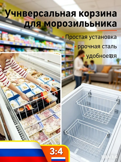 Проволочная корзина для морозильной камеры 44,8×24,4×20,2 см, 44.8x24.4x20.2 см, фото 7