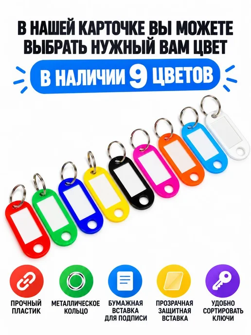 Селект Нео Бирки для ключей с кольцом голубые 50 шт, 40 шт, фото 3