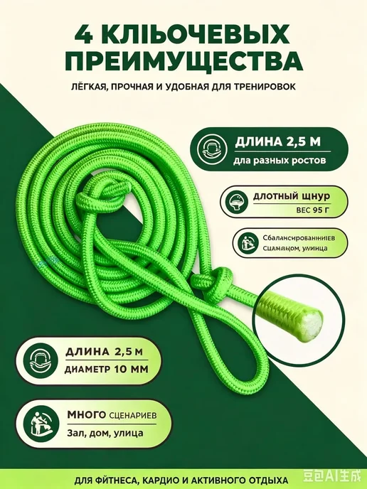 Скакалка гимнастическая 2.5 м, 2,5 м, фото 3
