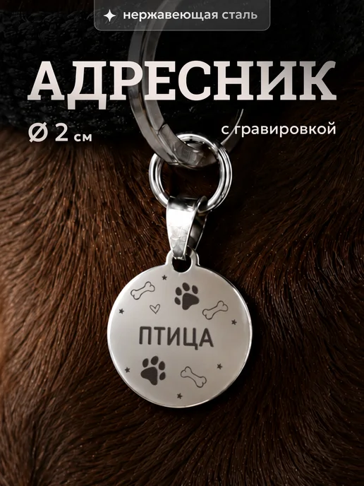 СУВА Адресник для собак с кличкой Птица, вариант