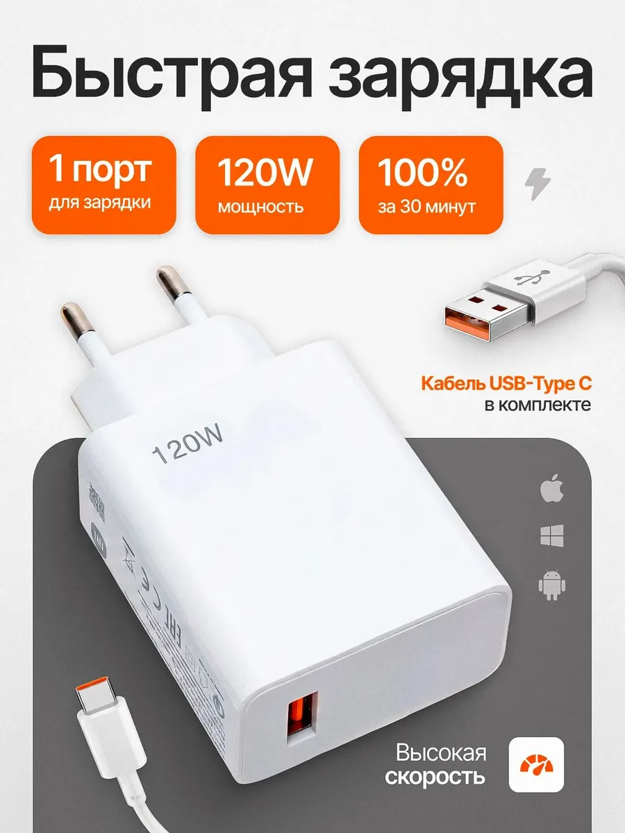 Быстрое сетевое зарядное устройство блок питания Mi 120W — фото 1