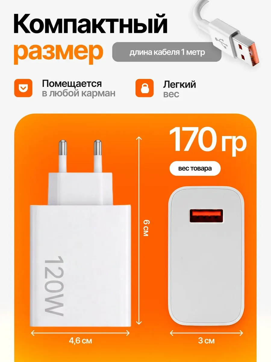 Быстрое сетевое зарядное устройство блок питания Mi 120W — фото 4