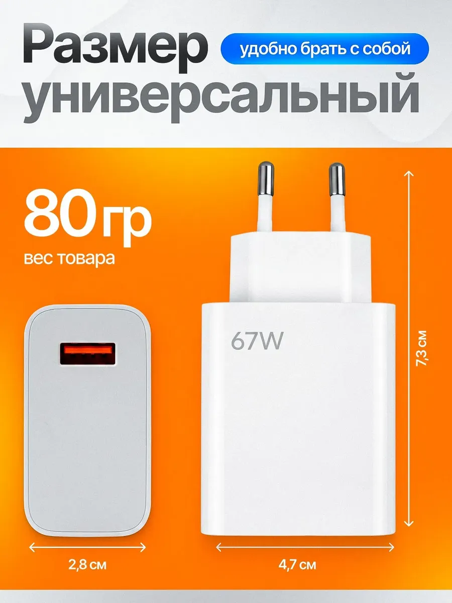 Быстрое сетевое зарядное устройство блок питания Mi 67W — фото 4