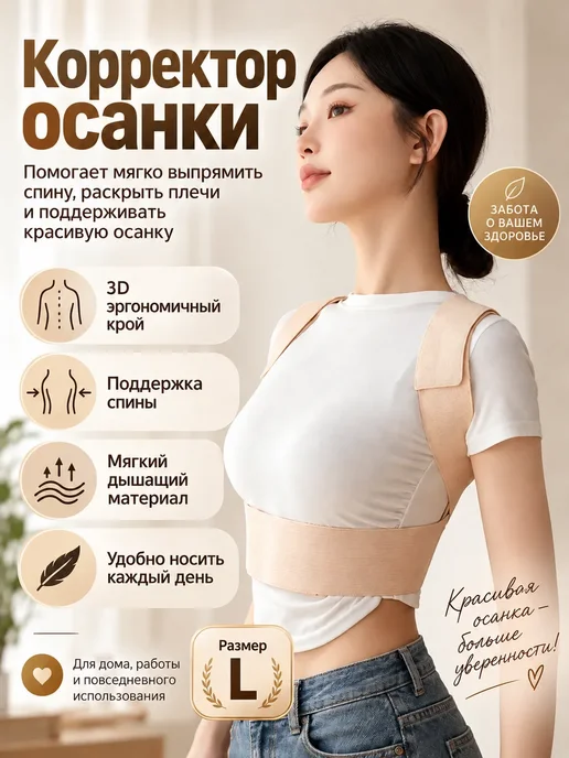 Корсет для осанки спины ортопедический, бежевый