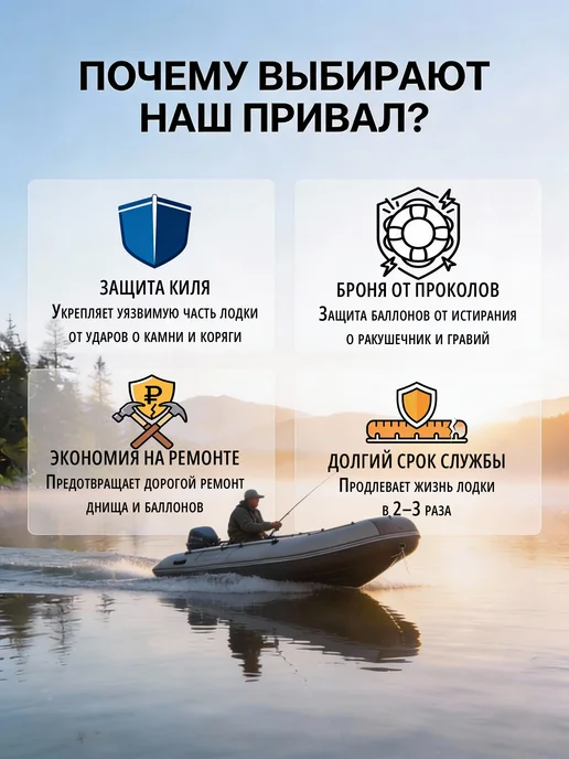 Привал днищевый серый 60 мм 3 м защита дна лодки ПВХ, 3 м, фото 2