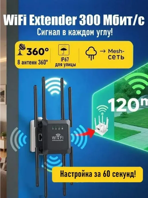WiFi репитер Mesh IP67, 300 Мбит с, 8 антенн, вариант