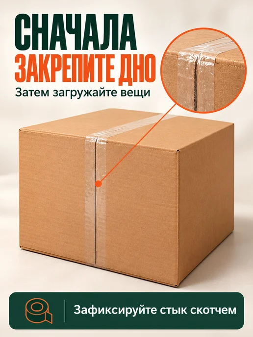 INHOMEKA Картонные коробки для переезда 40х30х30 с ручками, 10 шт, фото 8