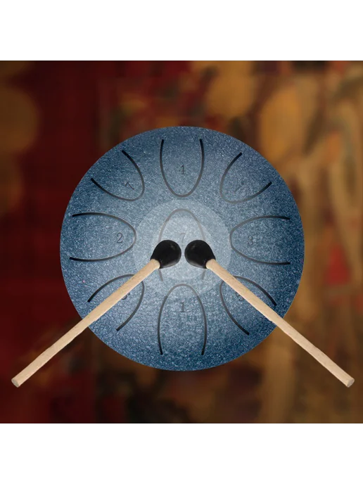 4 дюйма Steel Tongue Drum 9 нот для медитации йоги (White), синий
