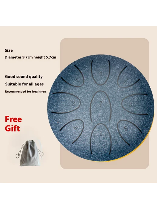 4 дюйма Steel Tongue Drum 9 нот для медитации йоги (White), синий, фото 6