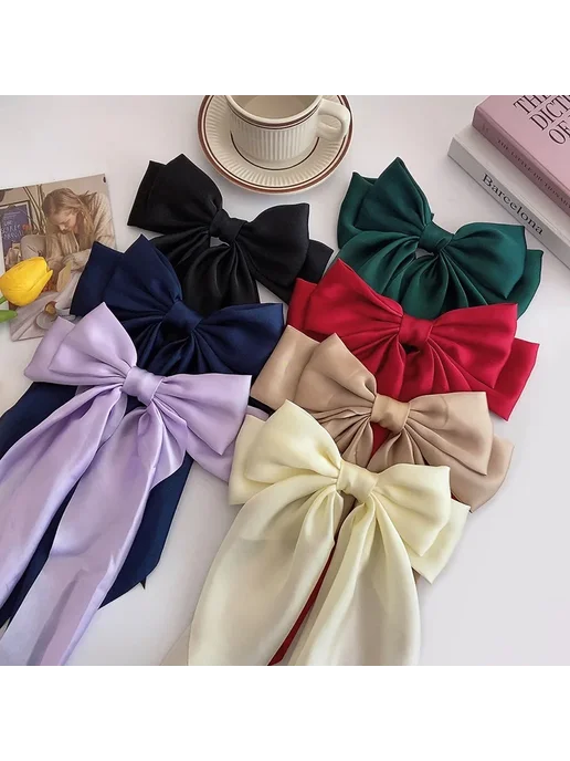 Нет бренда Сatin Hairpins and Bows Set for Women and Girls Розовый, 14, розовый, фото 2