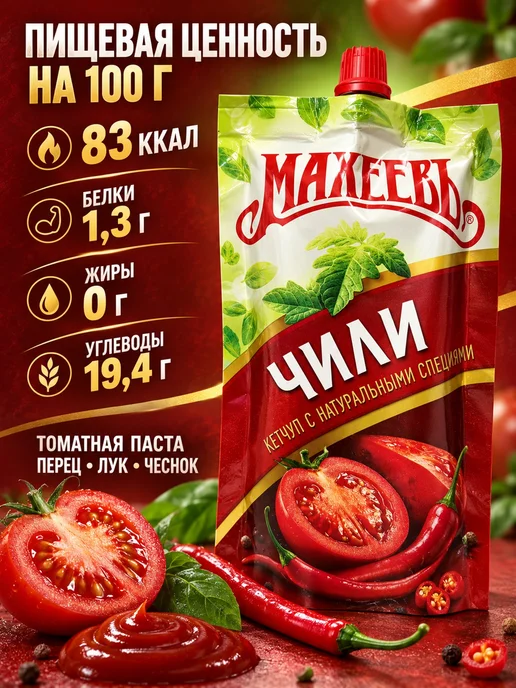 МахеевЪ Кетчуп чили острый 300 г, 5 шт, 300 г, фото 4