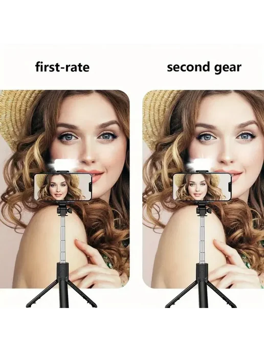 Вращающаяся селфи-палка 360° со штативом и подсветкой, вариант, фото 7