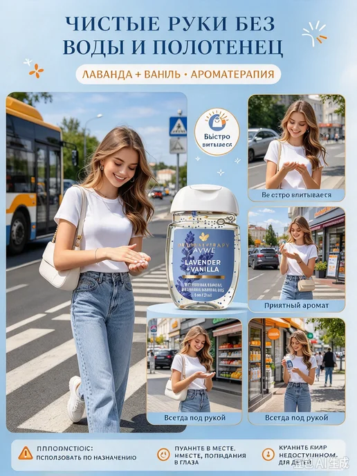 Антисептик для рук 29мл без воды липкости, 29 мл, фото 3