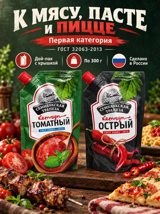 Семилукская Трапеза Набор кетчупов Томатный и острый 2 шт, 2 шт, фото 5