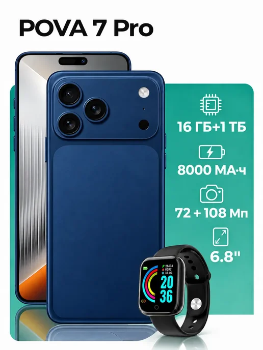 Смартфон TECNO 1 16/1024 ГБ, синий