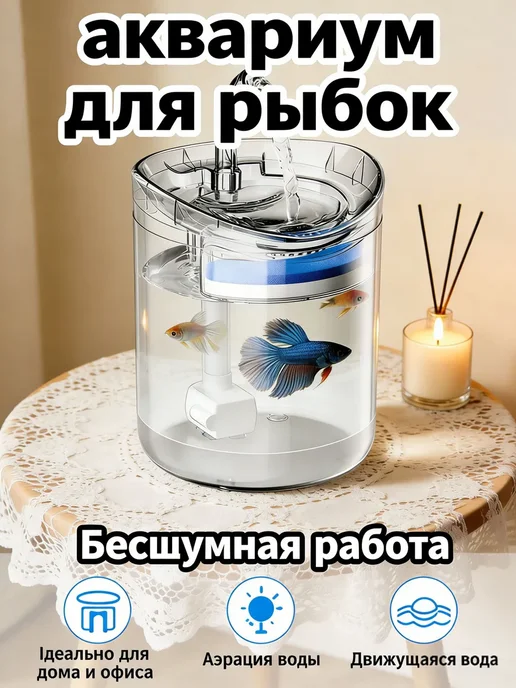 Аквариум с насосом и фильтром 2 литра, прозрачный, 2 л