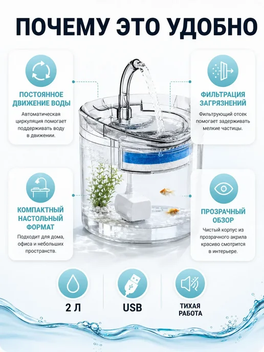 Аквариум с насосом и фильтром 2 литра, прозрачный, 2 л, фото 3