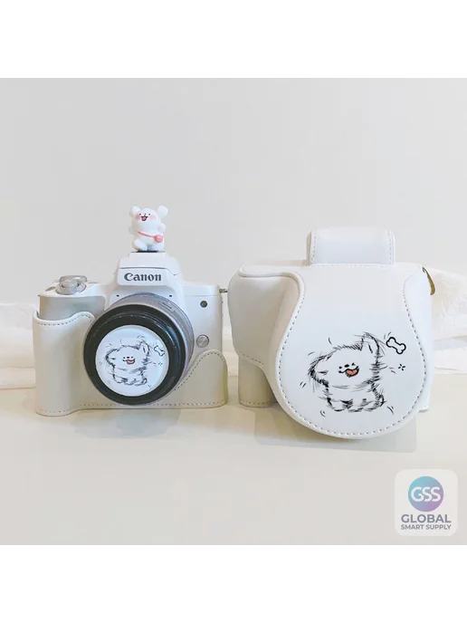 Нет бренда Чехол для фотоаппарата, для ZVE10 II, черный, с медведем, черный, фото 3