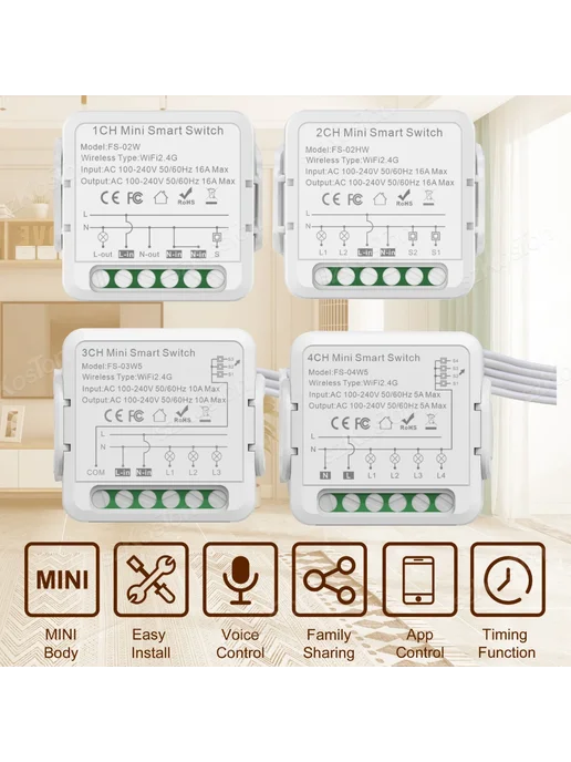SZKOSTON 3CH WiFi Smart Switch, вариант, фото 2