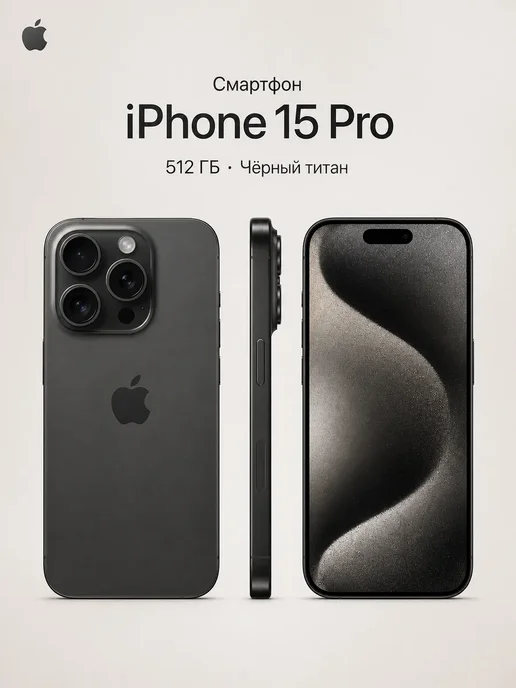 Смартфон Apple iPhone 15 Pro 512 ГБ, черный