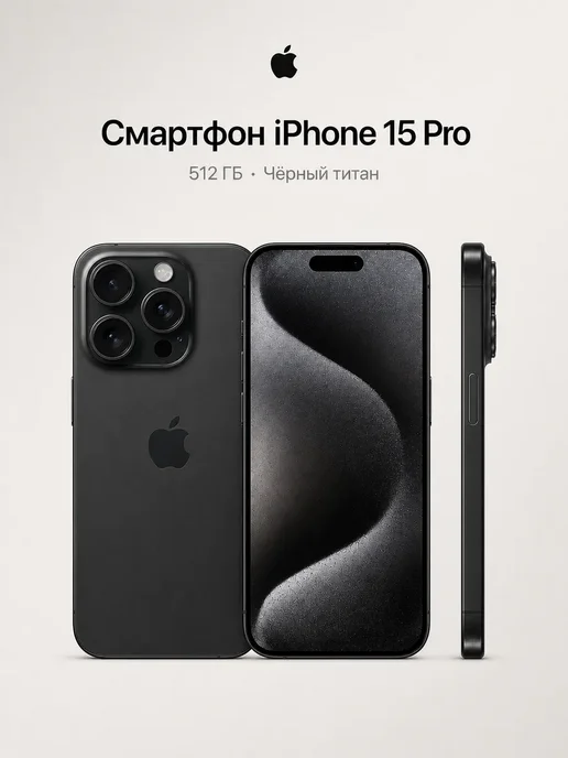 Смартфон Apple iPhone 15 Pro 512 ГБ, черный, фото 2