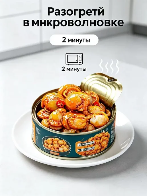 Консервы из морского гребешка в соусе, 100 г, 100 г, фото 3