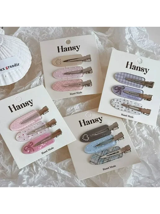 Нет бренда Набор из 3 заколок для волос со стразами Swarovski D set, вариант, фото 2