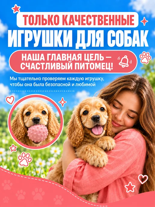 ИНТОНАЦИЯ Жевательная игрушка для собак, супер прочный мяч, вариант, фото 7