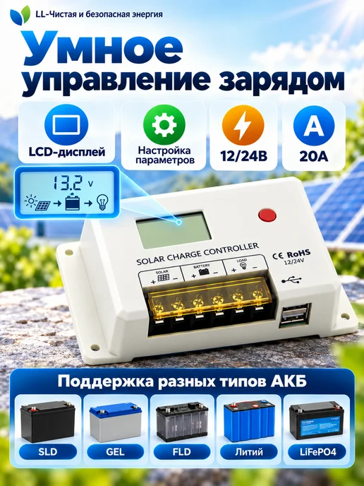 HC2410 Контроллер заряда солнечной батареи, HC2420, фото 4