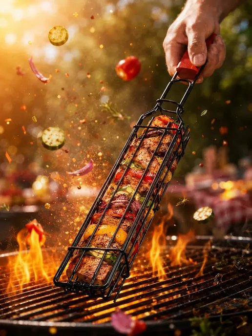 Решетка гриль для мангала овощей и мяса и сосисок 2 шт, 2 шт, фото 3