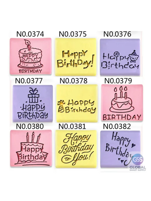 Нет бренда Штамп для мыла и творчества Happy Birthday, торт со свечой, торт с 3 свечами, фото 2