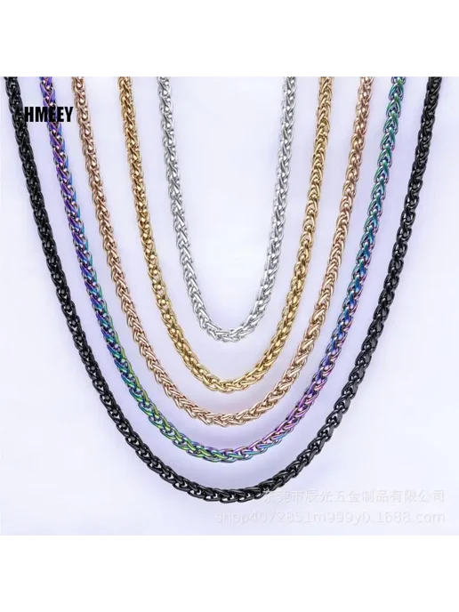 Нет бренда Мужское ожерелье Hmeey, сталь, Gold, 26 inches (65cm), 4mm, золотой, фото 2