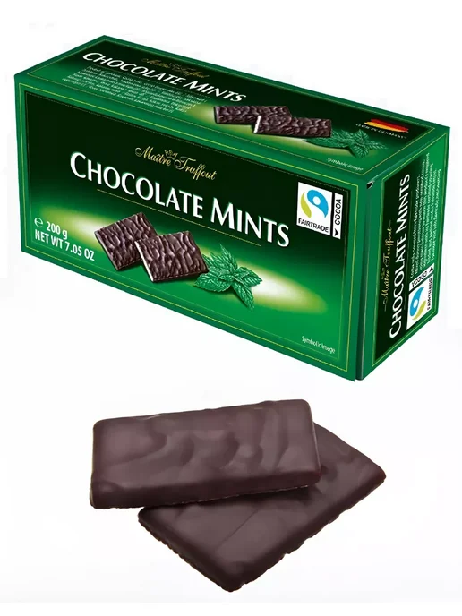 Maitre Truffout Шоколадные пластинки мята 200гр, 200 г