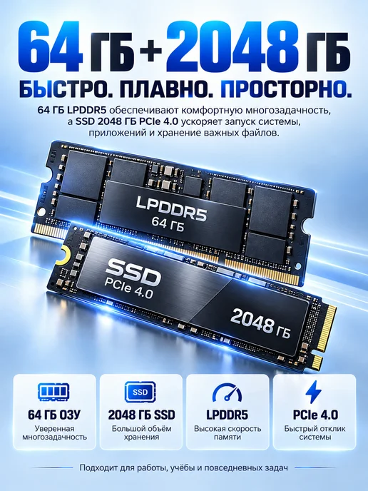 Ноутбук 16" OLED 64 ГБ ОЗУ 2 ТБ SSD для работы, 64 ГБ, 2 ТБ, фото 4