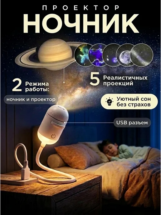Dream Room Ночник проектор космос звездное небо, белый