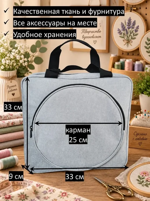Сумка органайзер рукодельная для вышивки для пялец, вариант, фото 3