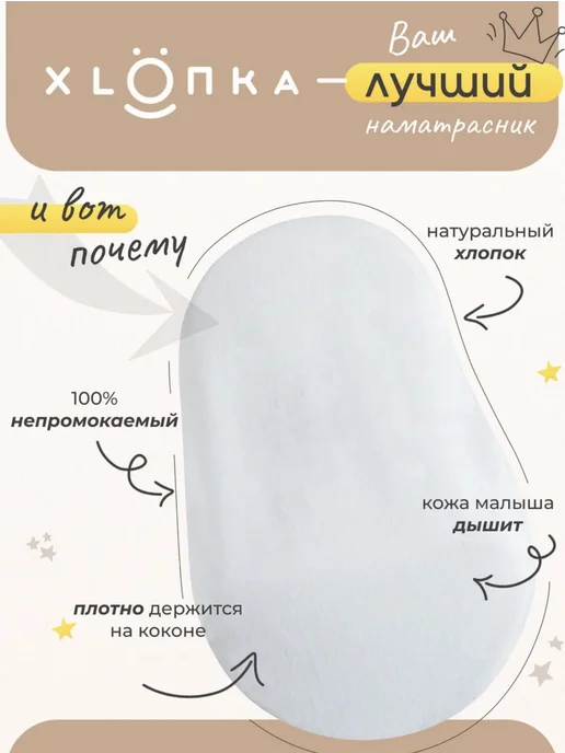 Чехол наматрасник на кокон для новорожденного непромокаемый, вариант, фото 3