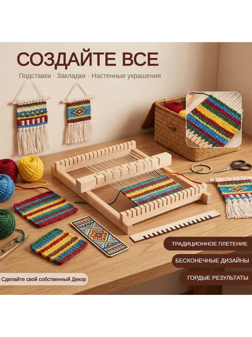 Креативный станок для плетения ниток дерево, вариант, фото 7