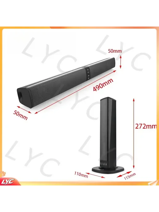 Нет бренда Bluetooth-саундбар Black 37 дюймов, черный, фото 3
