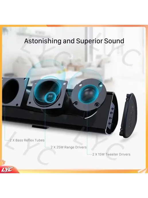 Нет бренда Bluetooth-саундбар Black 37 дюймов, черный, фото 5