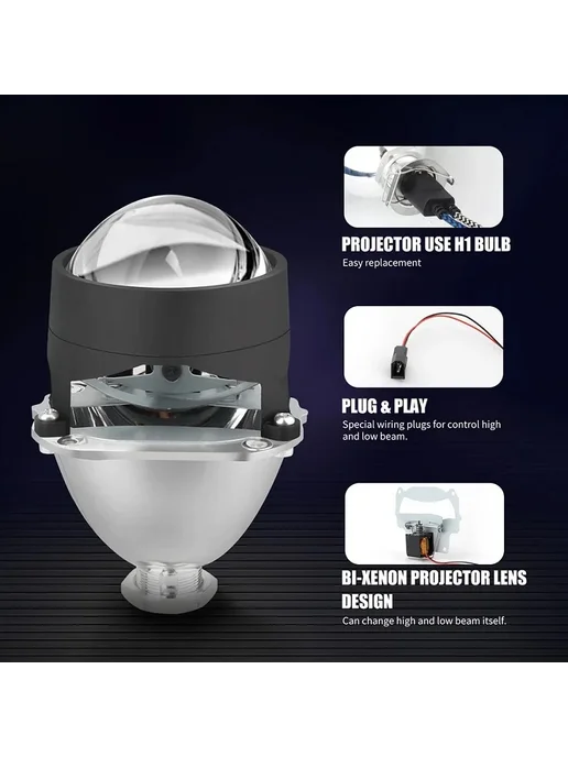 EURS 2,5-дюймовые биксеноновые HID-линзы для фар H4 H7 H11 9005 H, вариант, фото 3