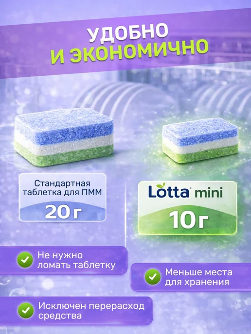 Таблетки для посудомойки Lotta Mini Tabs 200 шт, All in, 200 шт, фото 3