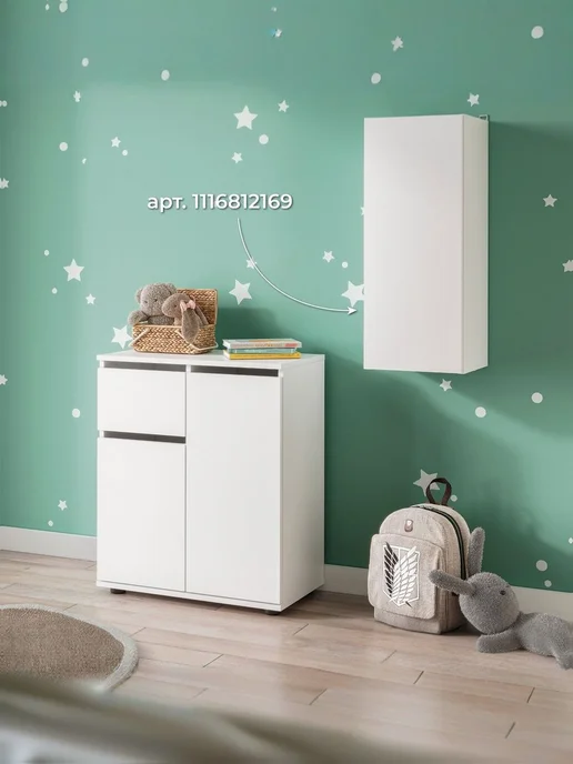 Комод с ящиками, 63.8х33х75см, Белый, белый, фото 5
