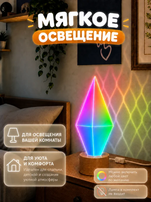 Ночник The Sims пламбоб Cимс белый под RGB лампу, белый, фото 3