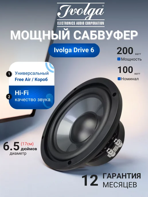 Сабвуфер автомобильный 6.5 дюймов (17 см) пассивный Ivolga D, вариант