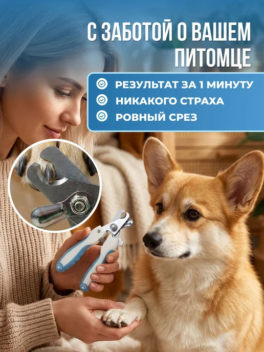 Когтерезка для кошек и собак с огранечителем, кусачки для, голубой, фото 4